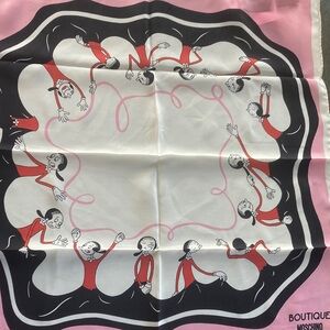 Moschino Pink, Black & Red Cartoon Silk Scarf